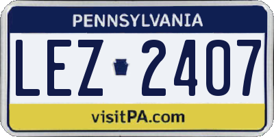 PA license plate LEZ2407