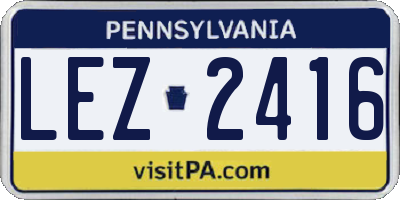 PA license plate LEZ2416