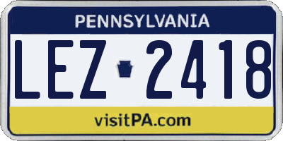 PA license plate LEZ2418