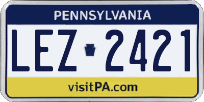 PA license plate LEZ2421