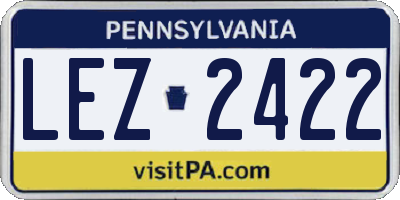 PA license plate LEZ2422