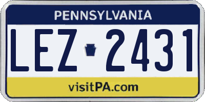 PA license plate LEZ2431