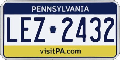 PA license plate LEZ2432