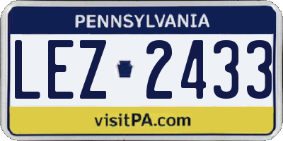 PA license plate LEZ2433