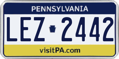 PA license plate LEZ2442