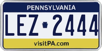 PA license plate LEZ2444