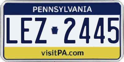 PA license plate LEZ2445