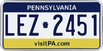 PA license plate LEZ2451