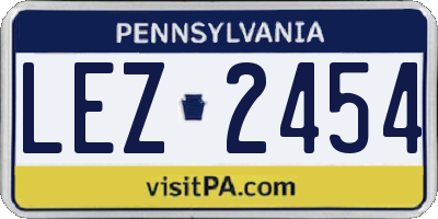 PA license plate LEZ2454