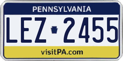 PA license plate LEZ2455