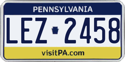 PA license plate LEZ2458