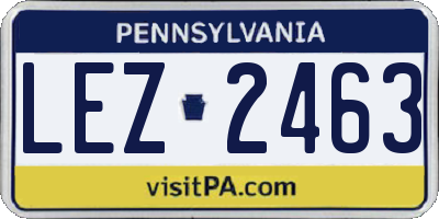 PA license plate LEZ2463