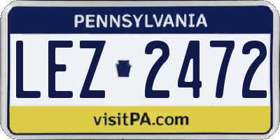 PA license plate LEZ2472