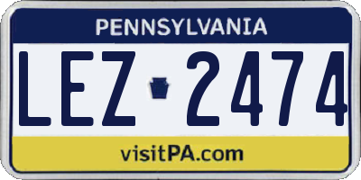 PA license plate LEZ2474