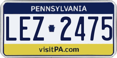 PA license plate LEZ2475