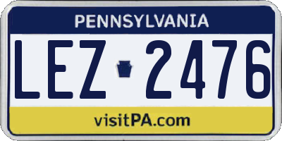 PA license plate LEZ2476