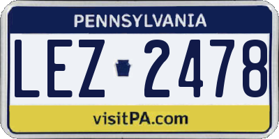 PA license plate LEZ2478