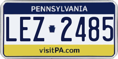 PA license plate LEZ2485