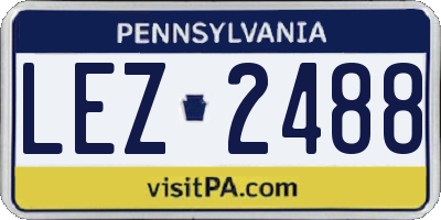 PA license plate LEZ2488