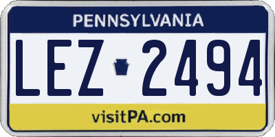 PA license plate LEZ2494