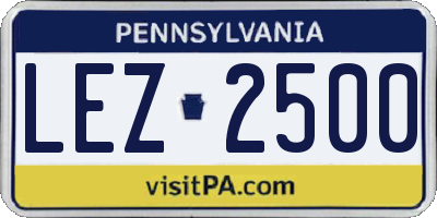 PA license plate LEZ2500