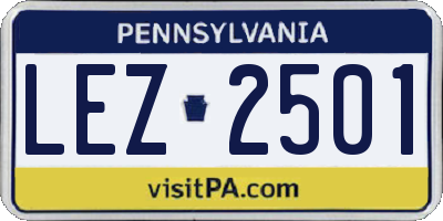 PA license plate LEZ2501
