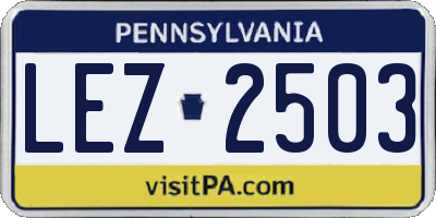 PA license plate LEZ2503