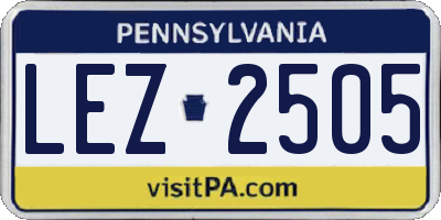 PA license plate LEZ2505
