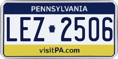 PA license plate LEZ2506
