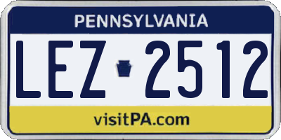 PA license plate LEZ2512