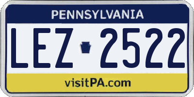 PA license plate LEZ2522