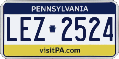 PA license plate LEZ2524