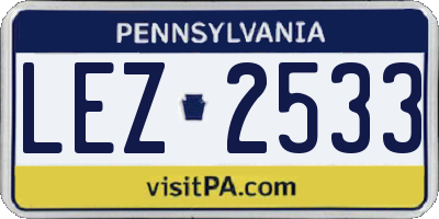 PA license plate LEZ2533