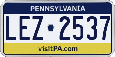 PA license plate LEZ2537