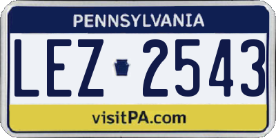PA license plate LEZ2543