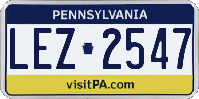 PA license plate LEZ2547