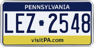 PA license plate LEZ2548