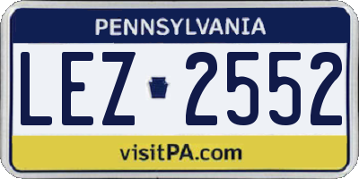 PA license plate LEZ2552