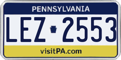 PA license plate LEZ2553
