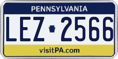 PA license plate LEZ2566