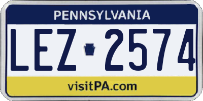 PA license plate LEZ2574