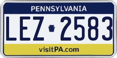 PA license plate LEZ2583