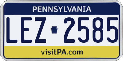 PA license plate LEZ2585