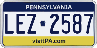 PA license plate LEZ2587