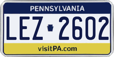 PA license plate LEZ2602