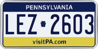 PA license plate LEZ2603