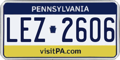PA license plate LEZ2606