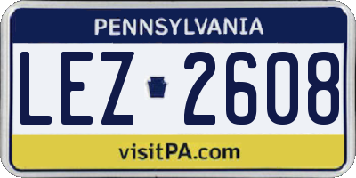 PA license plate LEZ2608