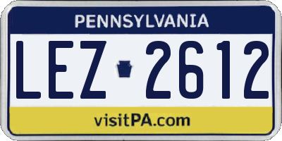 PA license plate LEZ2612