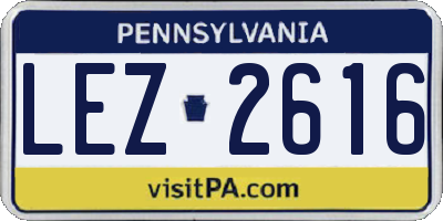 PA license plate LEZ2616